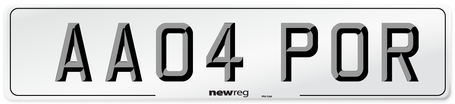 AA04 POR Number Plate from New Reg